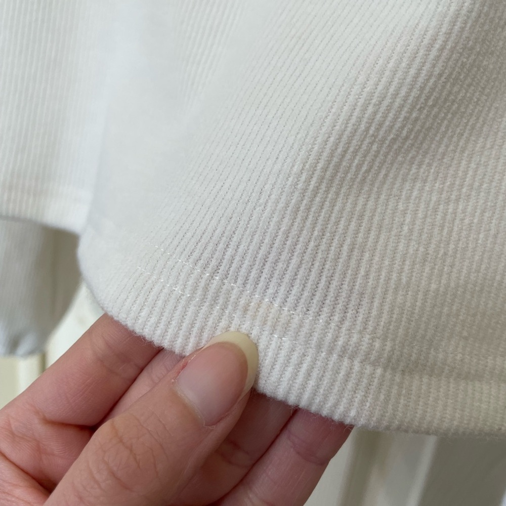 Lucy Paris White Ribbed Knit Sweetheart Puff Sleeve Sweater Top Fitted Size L - Picture 14 of 14